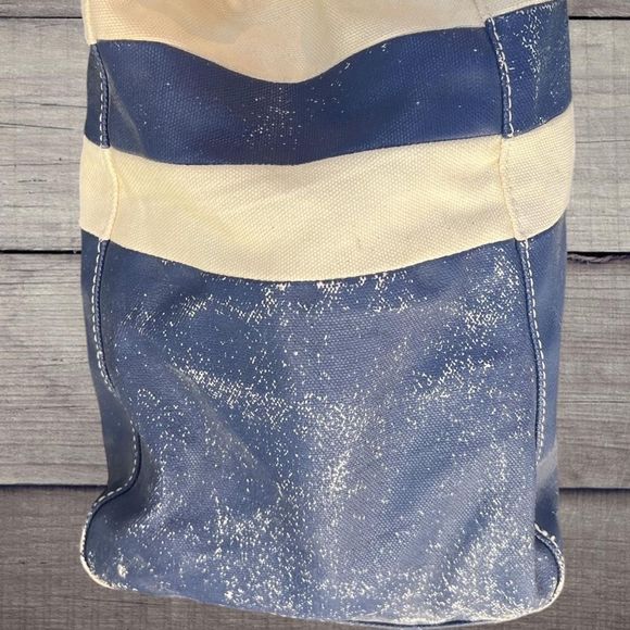 Tory Burch Large Canvas Color Block Navy Tote Beach pool Bag Purse - Picture 3 of 12